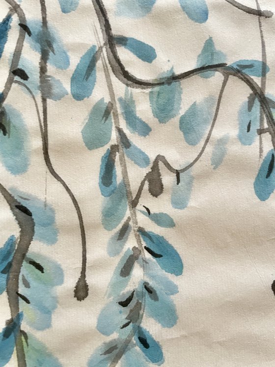 Blue Creeper - Chinese brush painting study