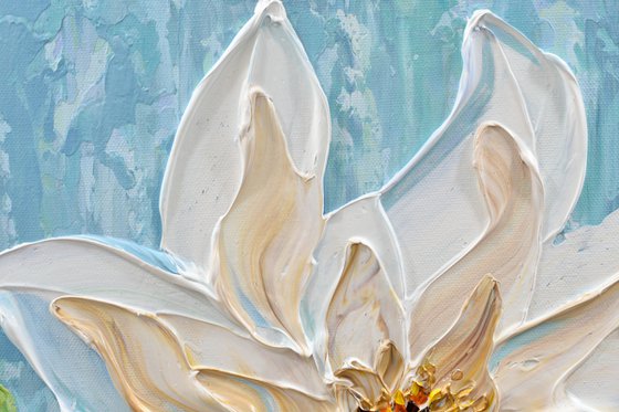 Magnolia IV - Original Textured Floral Painting, Impressionist Art