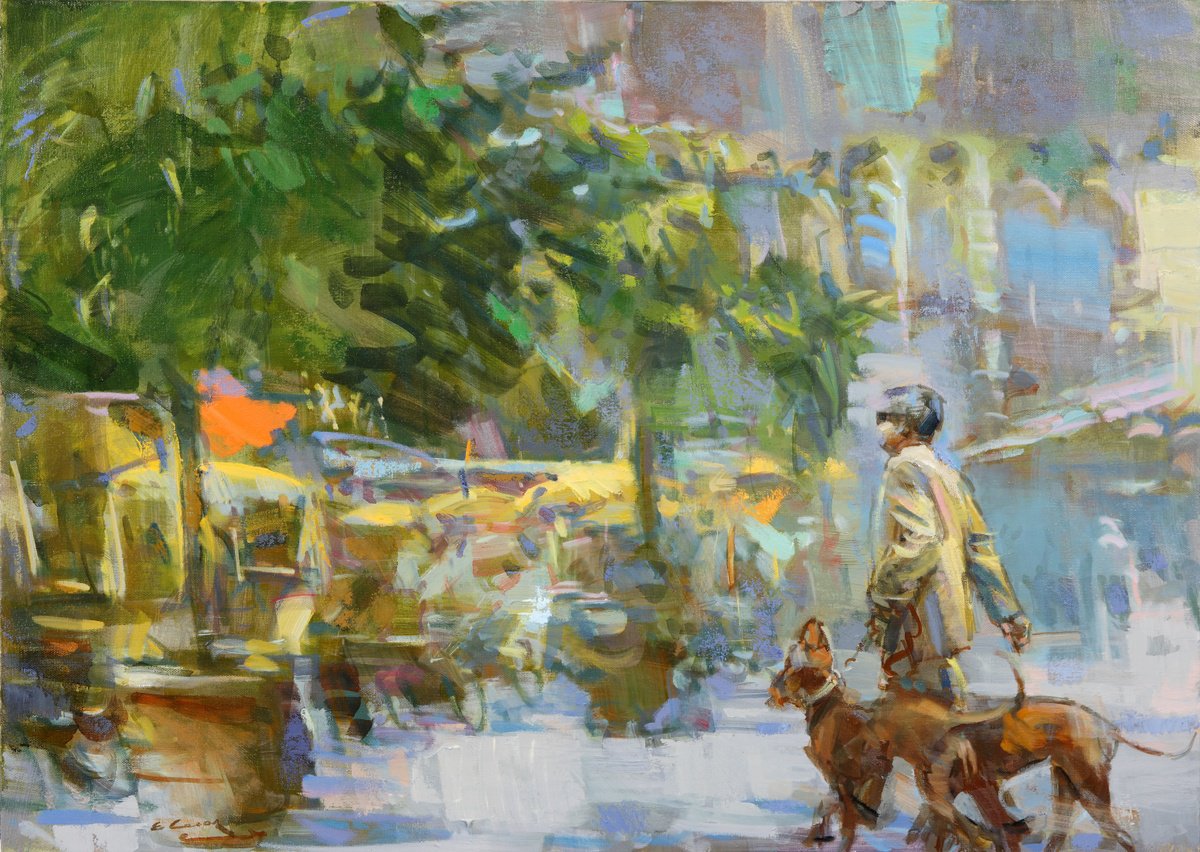 Expressive Oil Painting , On A Walk By Eugene Segal, 43 X 31, Artwork For Sale On Artfinder