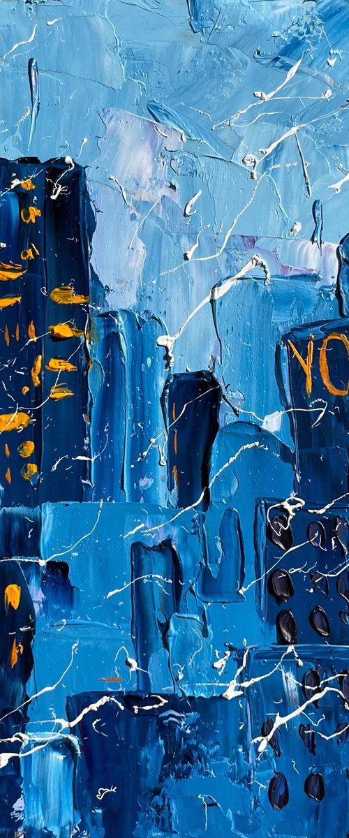 New York Painting Cityscape Original Art NYC Oil Impasto Artwork Small Home Wall Art 8 by 10" by Halyna Kirichenko by Halyna Kirichenko