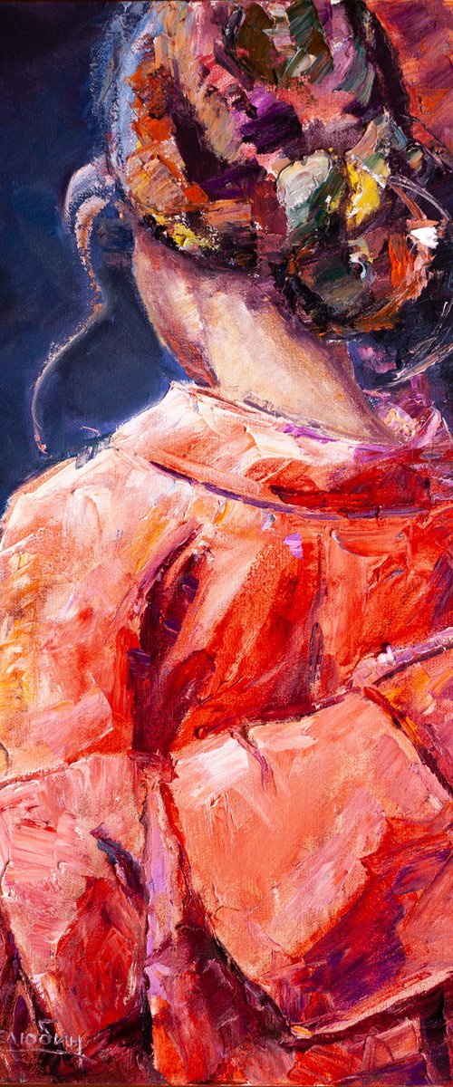 Woman in red by Aleksandr Neliubin