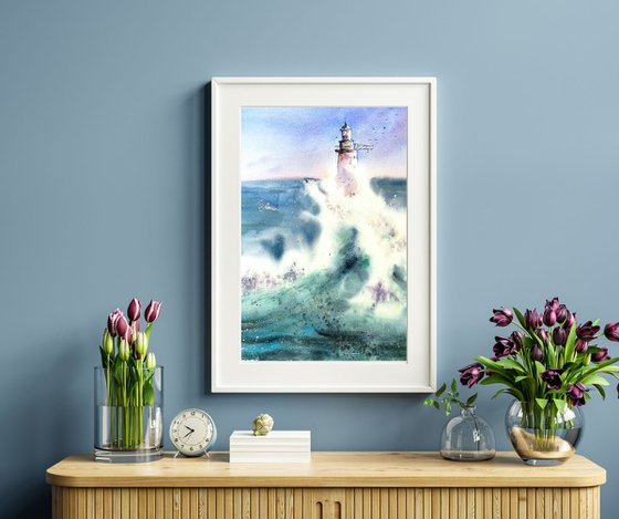 Lighthouse in Breaking wave