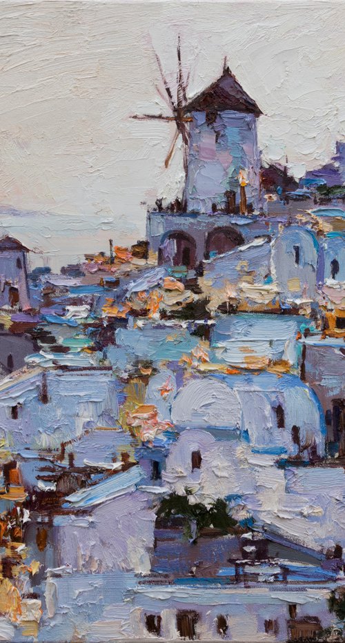 Santorini, Greece - Original landscape painting by Anastasiia Valiulina