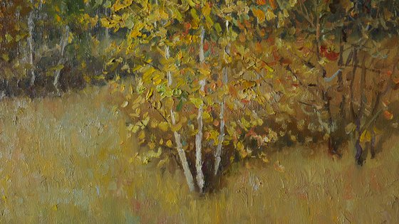 Golden Autumn - sunny autumn landscape painting