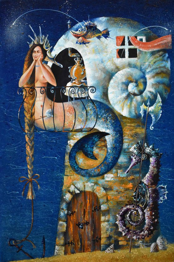 Waiting for the prince on a white seahorse