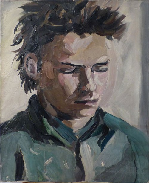François Negret, French actor, oil on canvas 38x46 cm by Frederic Belaubre