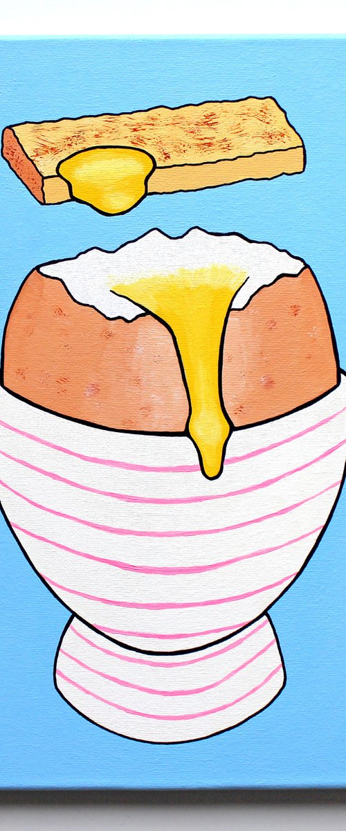 Boiled Egg and Toast Pop Art Painting on Canvas by Ian Viggars