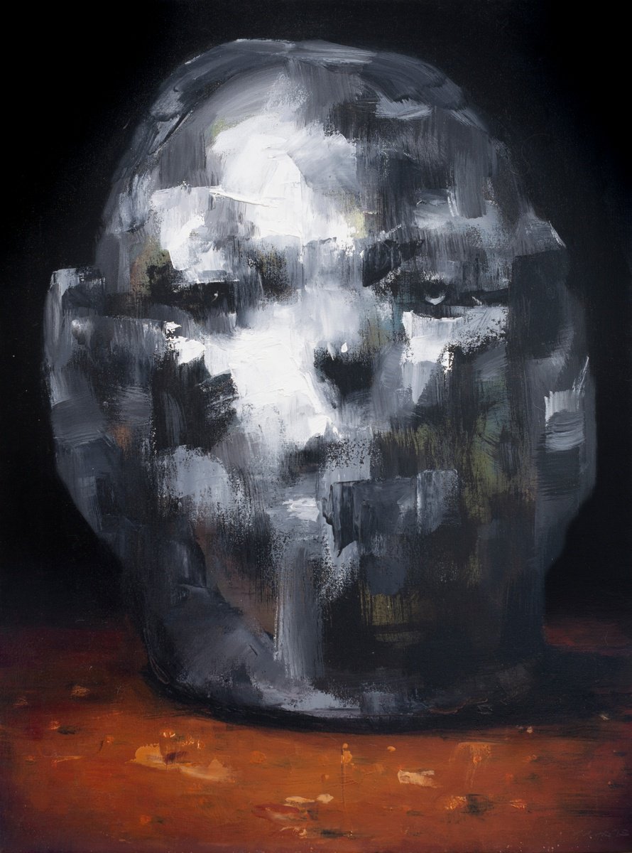 Expressive Portrait Oil Painting By Edel Alonso Bello, 18 X 24, Garden, Original Artwork