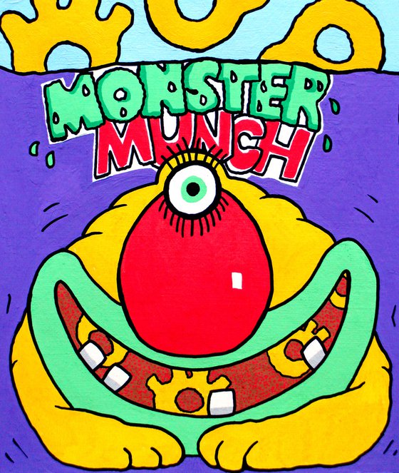 Monster Munch Pickled Onion - Pop Art Painting on Unframed A4 Paper