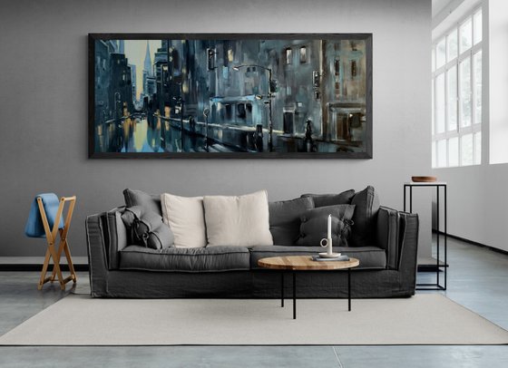 Huge painting - "New York" - big cityscape - expressionism - 2020