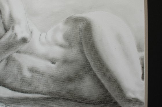 Nude study. Charcoal drawing.