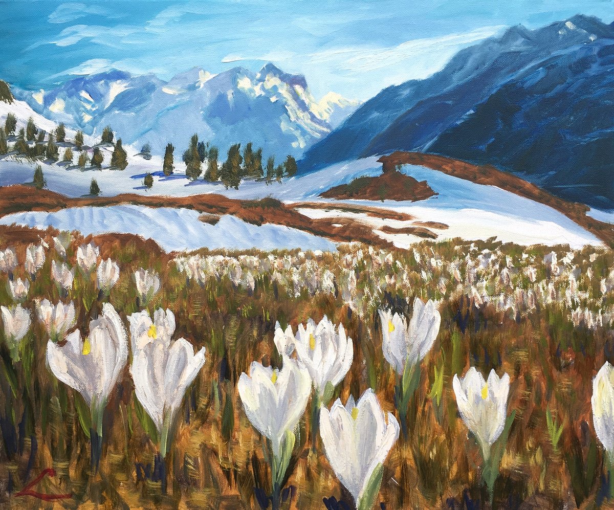 Spring In Alps By Elena Sokolova, 24 X 20, Artwork For Sale On Artfinder