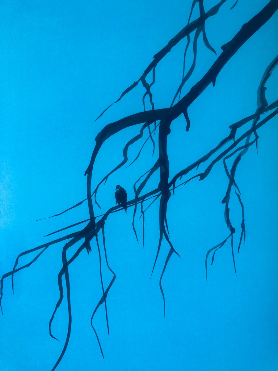 Impressionistic Animal Acrylic Painting By Shabs Beigh, 20 X 28", Alone, Original Artwork