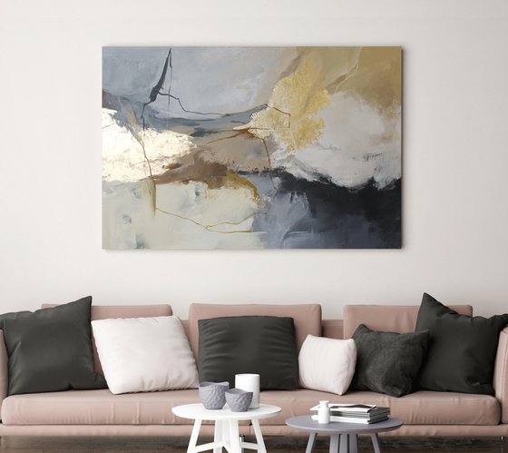 "Desert" Gray beige brown abstract art