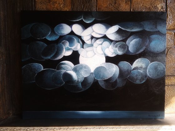 Moonlight (60x80cm, cubism, oil painting, ready to hang)
