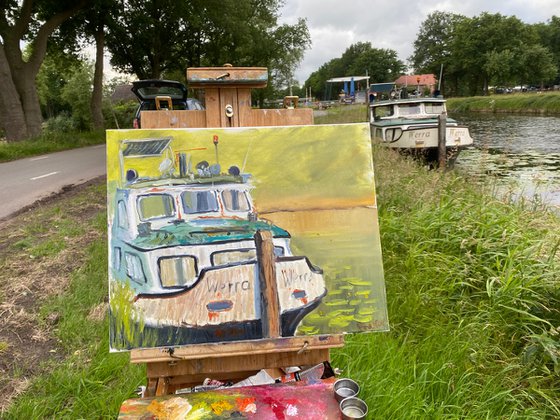 Old Dutch canal boat