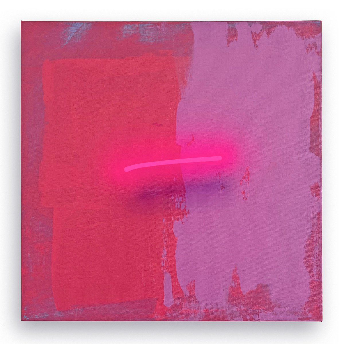 Abstract Acrylic Painting By Mike Edwards, 16 X 16", Flying Neon Line 1, Original Artwork