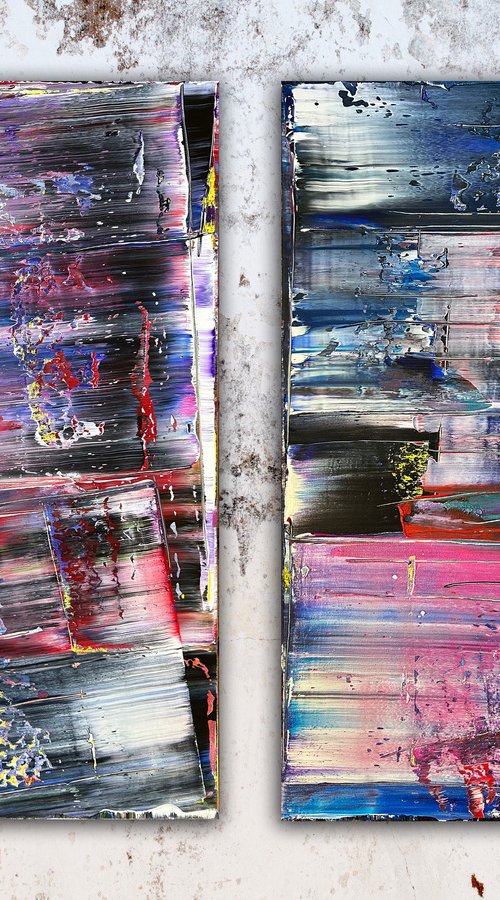 "Serious Moonlight" - Save As A Series - Original PMS Abstract Acrylic Painting Diptych On Canvas - 48" x 36" by Preston M. Smith (PMS)
