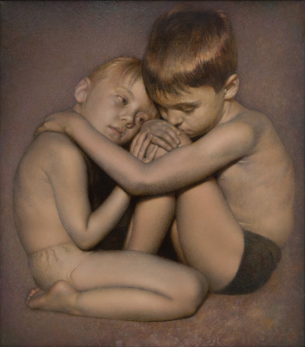 Impressionistic Portrait Oil Painting By Igor Sventitski, 31 X 35, Together, Original Artwork