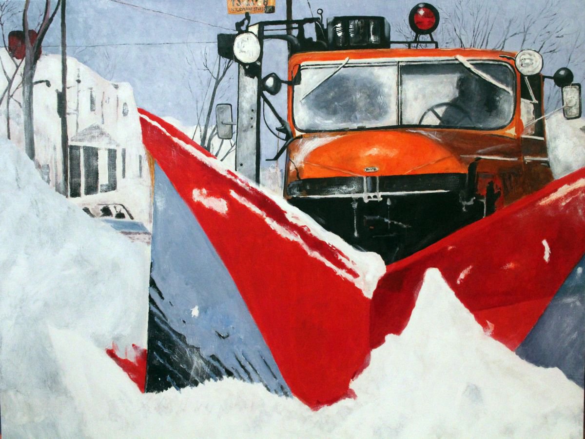 Photorealistic Cityscapes Acrylic Painting By Ken Vrana, 48 X 36", East End, Original Artwork