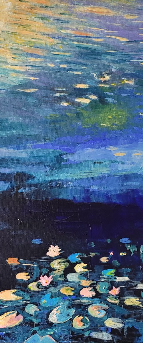 Waterlilies in moonlight by Kathrin Flöge