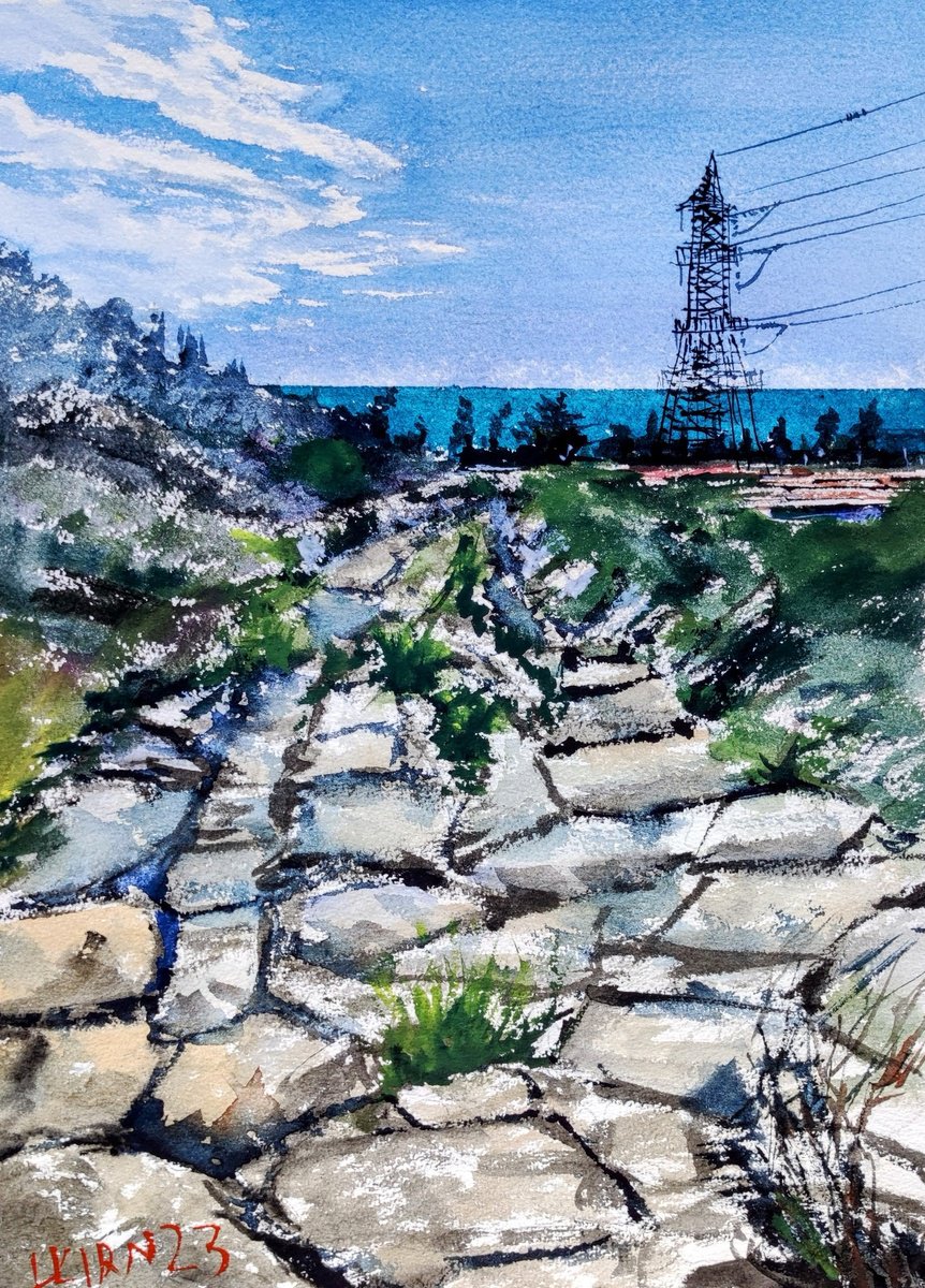 Impressionistic Landscape Watercolour By Leonid Kirnus, 10 X 14", Old Road, Original Artwork