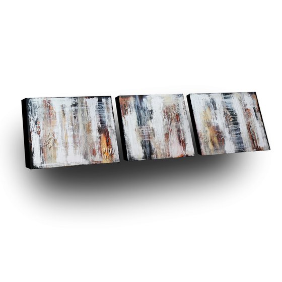 TUNDRA - ABSTRACT ACRYLIC PAINTING TEXTURED * TRIPTYCH