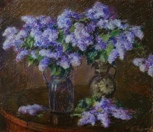 Spring Bouquets Of The Fragrant Lilacs - Lilacs drawing by Nikolay Dmitriev