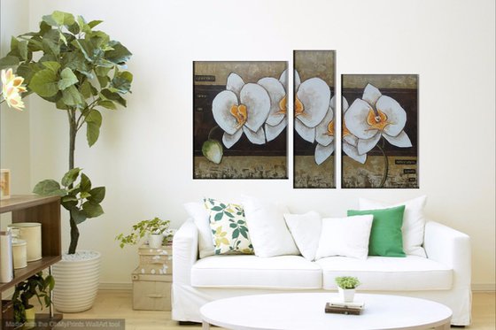 Orchids (40x50 20x60  30x50 size, pallet knife, modern art )