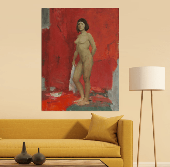 Nude on red