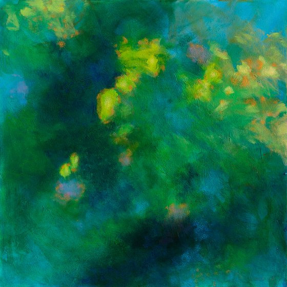 "So green" - floral abstract - flower - decorative original - home interior design