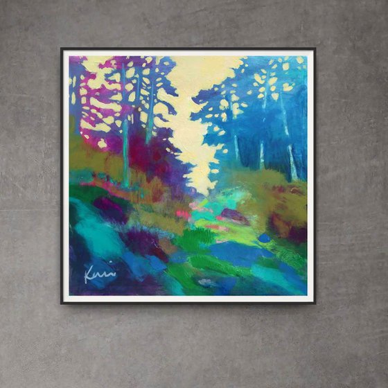 Forest Study 12x12" Colorful Abstract Trees on Paper