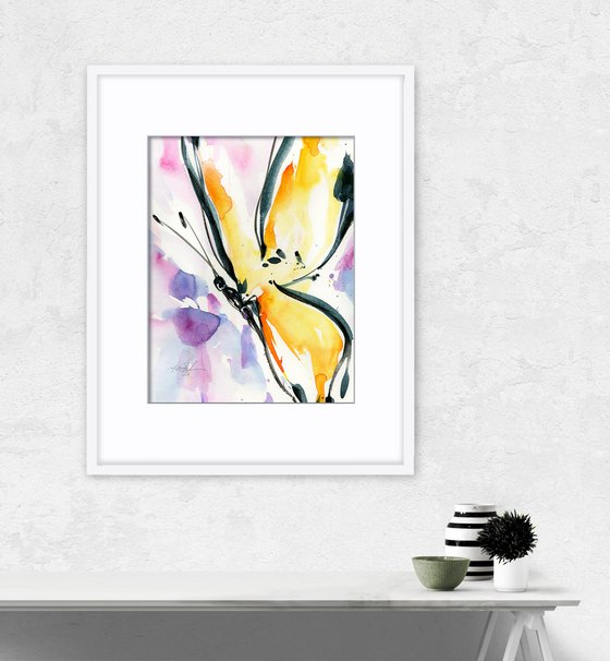 Butterfly Song No. 097- Butterfly Watercolor Painting by Kathy Morton