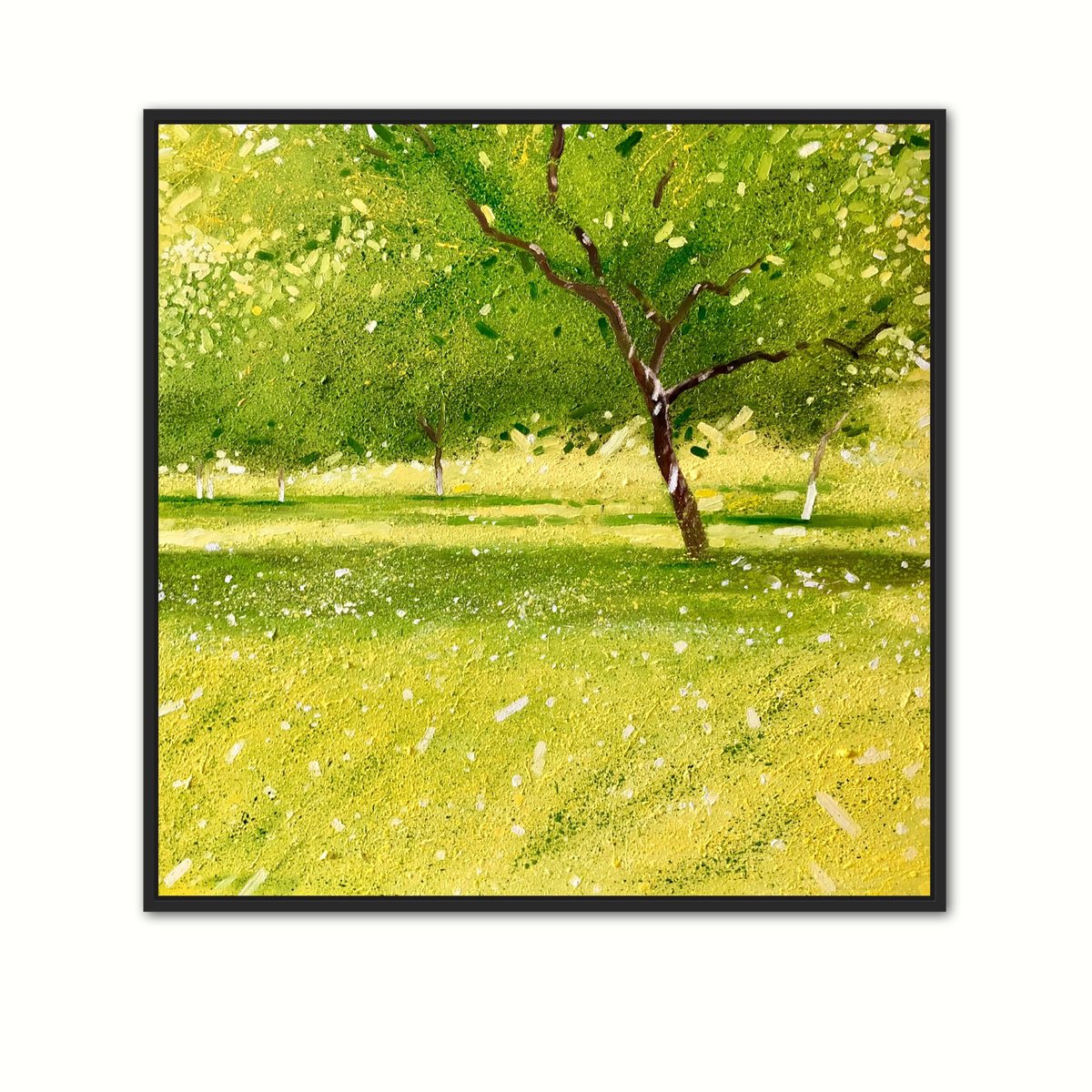 Impressionistic Landscape Oil Painting By Volodymyr Smoliak, 24 X 24", Bright Garden, Original Artwork