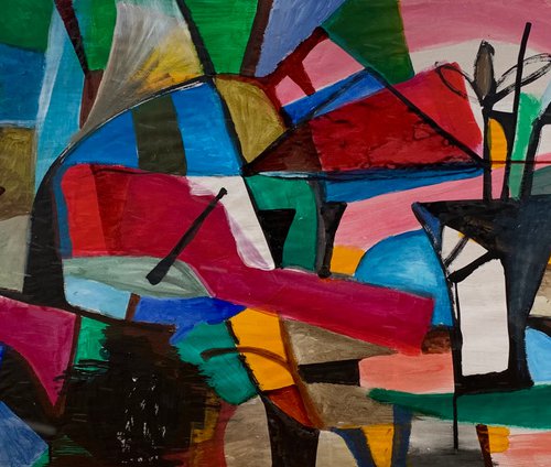 Untitled Abstract acrylic painting on paper by Ulugbek Doschanov
