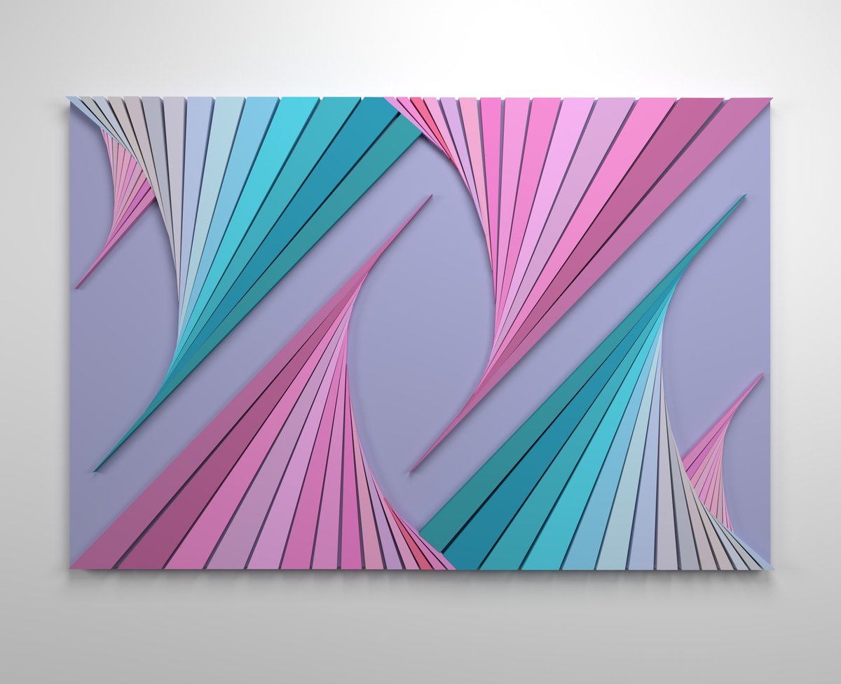 Geometric Abstract Wood Sculpture By Dmytro Shavala, 59 X 39, Sea Breeze, Original Artwork