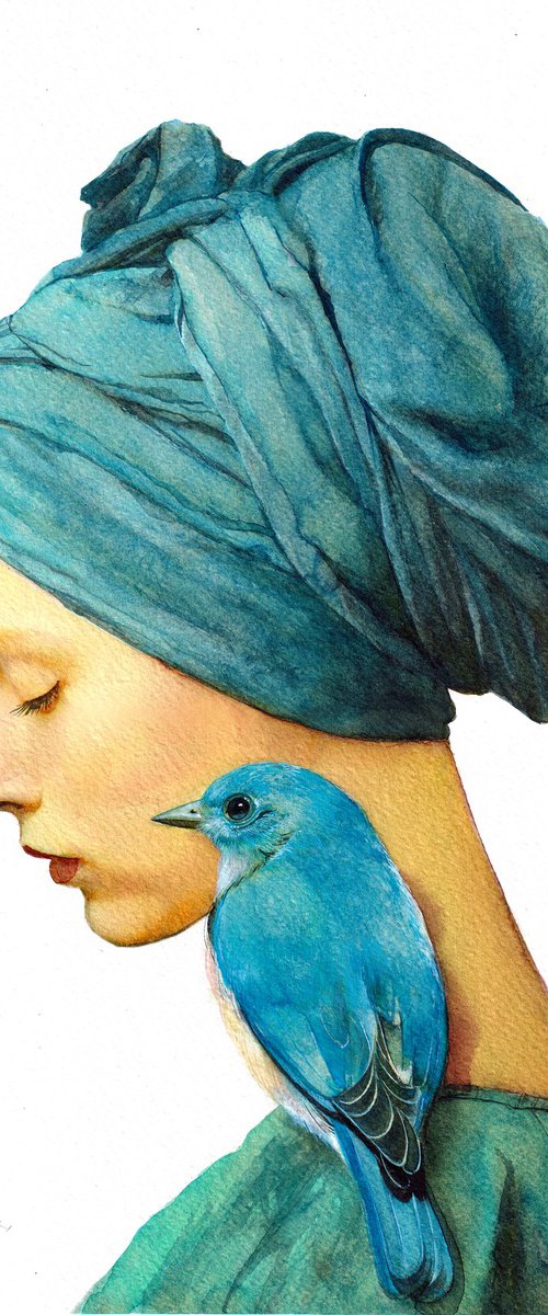 Girl with Mountain Bluebird by REME Jr.