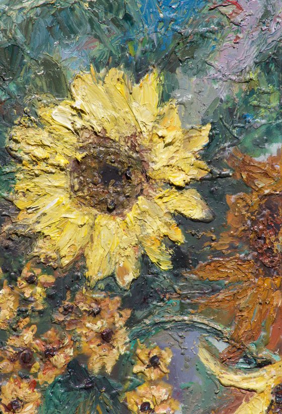 Oil Painting Sunflowers 20", Luxury Still Life,