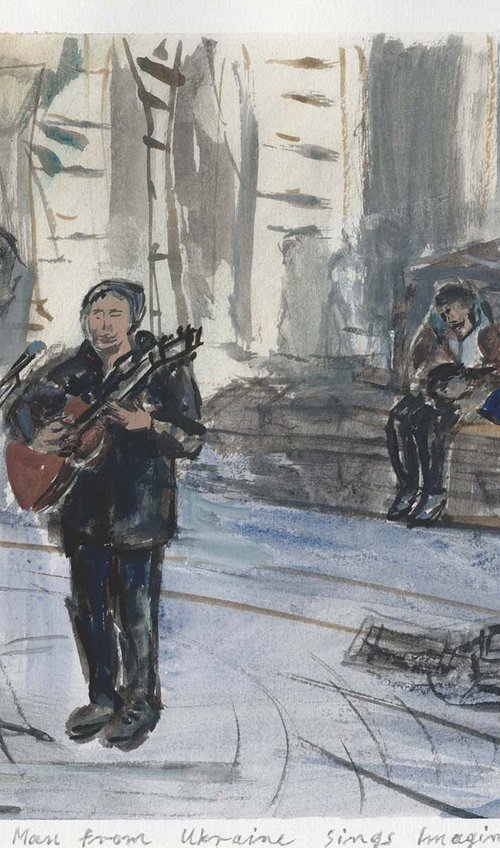 A Man Sings Imagine by Alenka Koderman