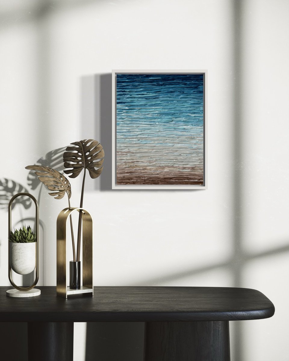 Abstract Landscape Acrylic Painting By Daniela Pasqualini, 12 X 15, Serenity Iii - Framed, Original Artwork