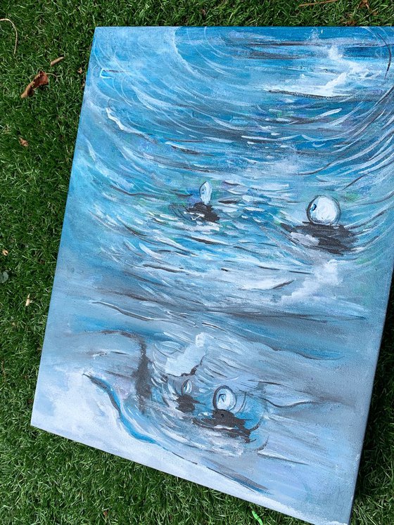 Ocean Abstract Painting Home Decor, Seascape Wall Decor, Acrylic on Canvas, Home Decor, Beautiful Artwork, Original Paintings, Kumi Muttu, Artfinder Gift Ideas