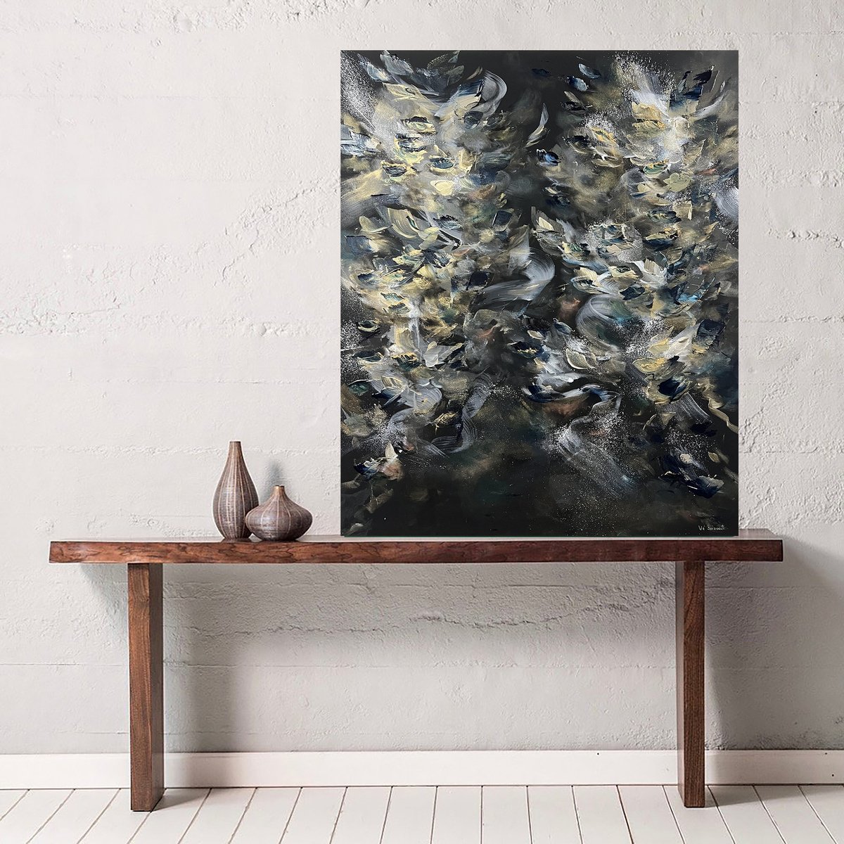 Abstract Acrylic Painting By Ve Boisvert, 40 X 48", De La Noirceur i? La Lumiere, Original Artwork