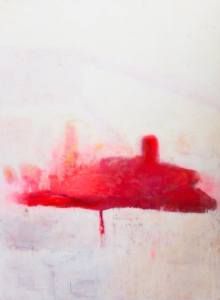 Abstract Landscape Acrylic Painting By Bohdan Svyrydov, 43 X 59, Melted Steel, Original Artwork