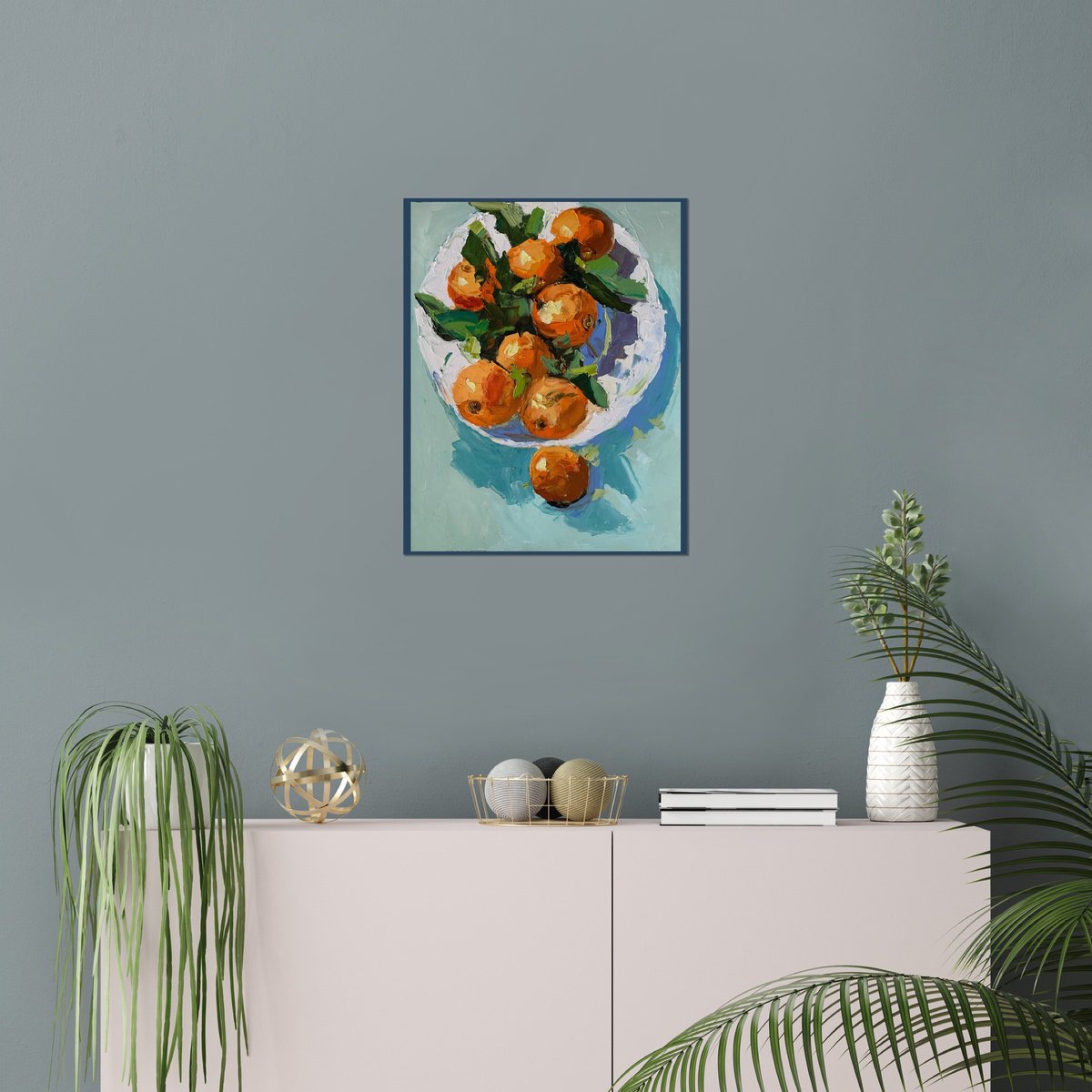 Expressive Still Life Oil Painting By Vita Schagen, 16 X 20", Tangerines, Mandarins., Original Artwork