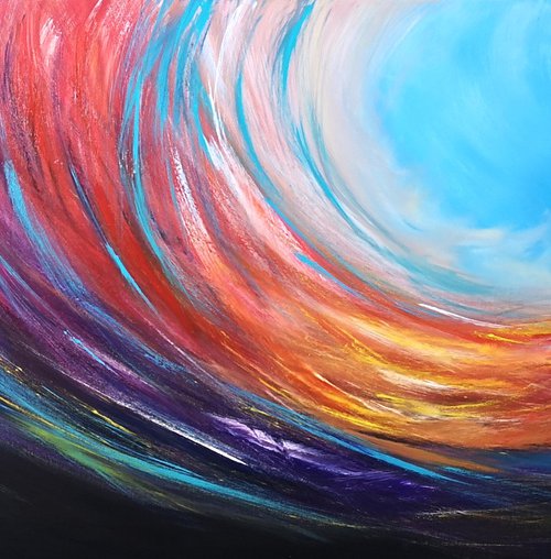 Wave of Joy - seascape, emotional, panoramic by Mel Graham