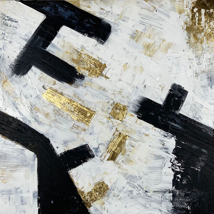 Black And White Abstract Painting Golf Leaf Mi Artfinder