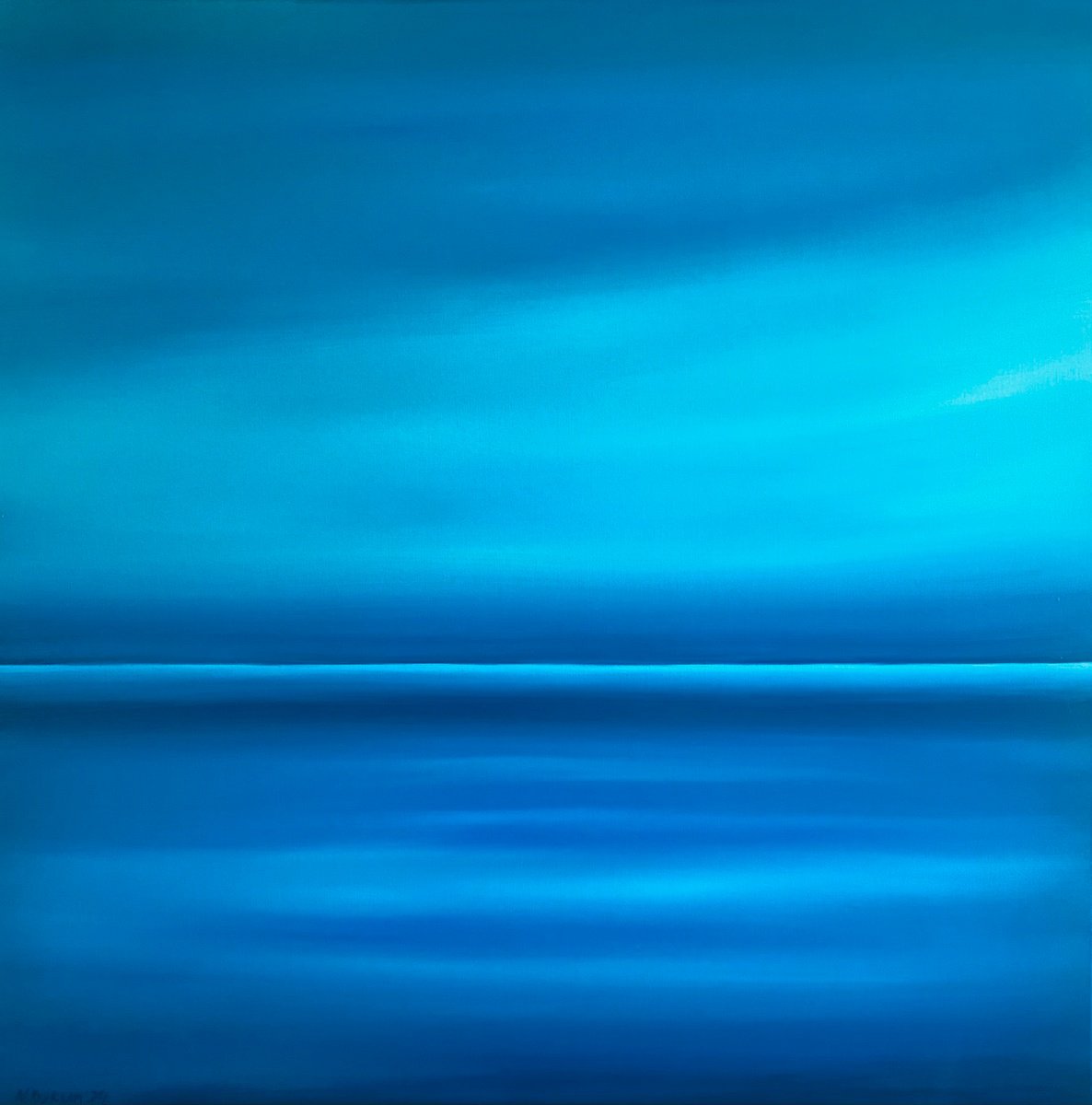 Impressionistic Landscape Oil Painting By Nataliia Krykun, 31 X 31", Skyline Dreams #1 - Ocean, Original Artwork