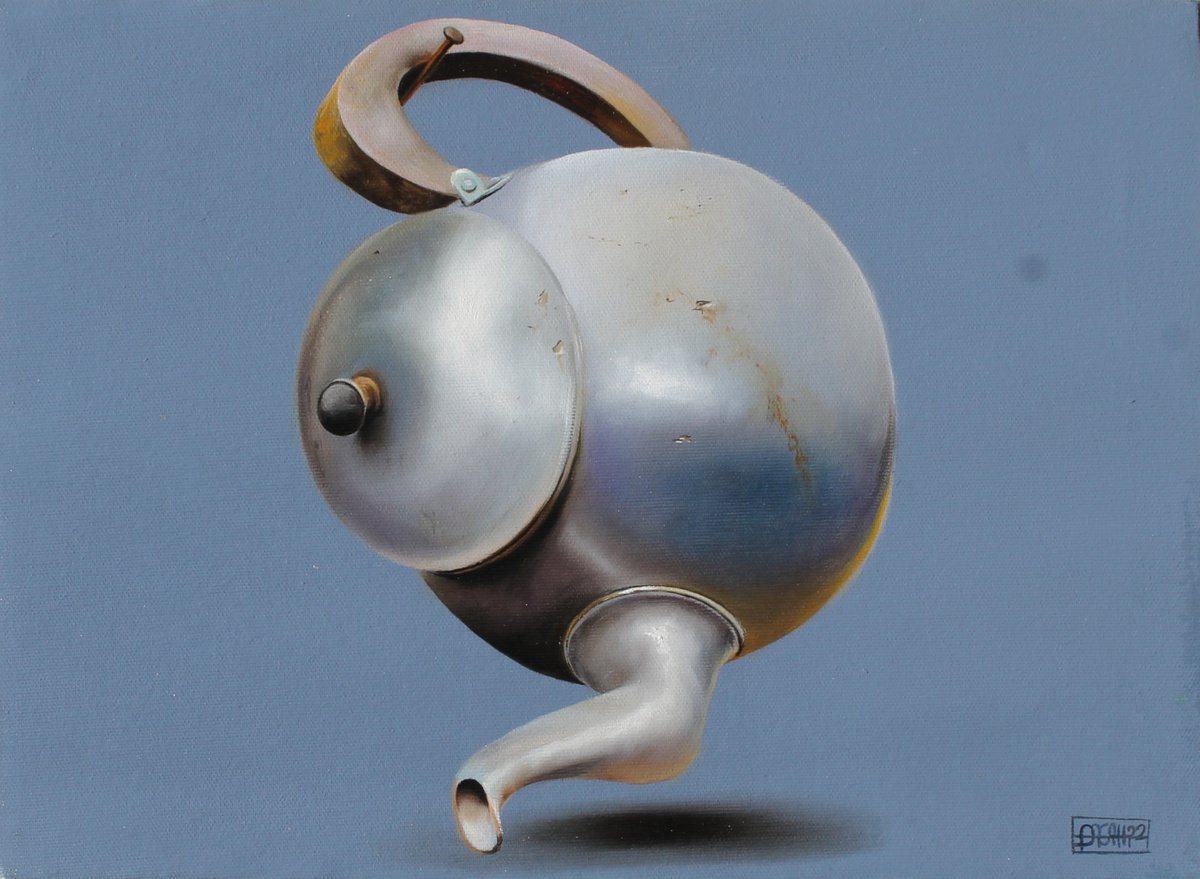 Surrealistic Still Life Oil Painting By Nicoletta Bagatti, 16 X 12", Appesa - Serie Sospesi 2, Original Artwork