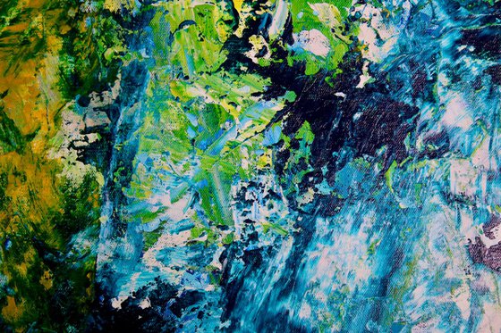 Gestural Blue Flow 2 - 76 x 97 cm