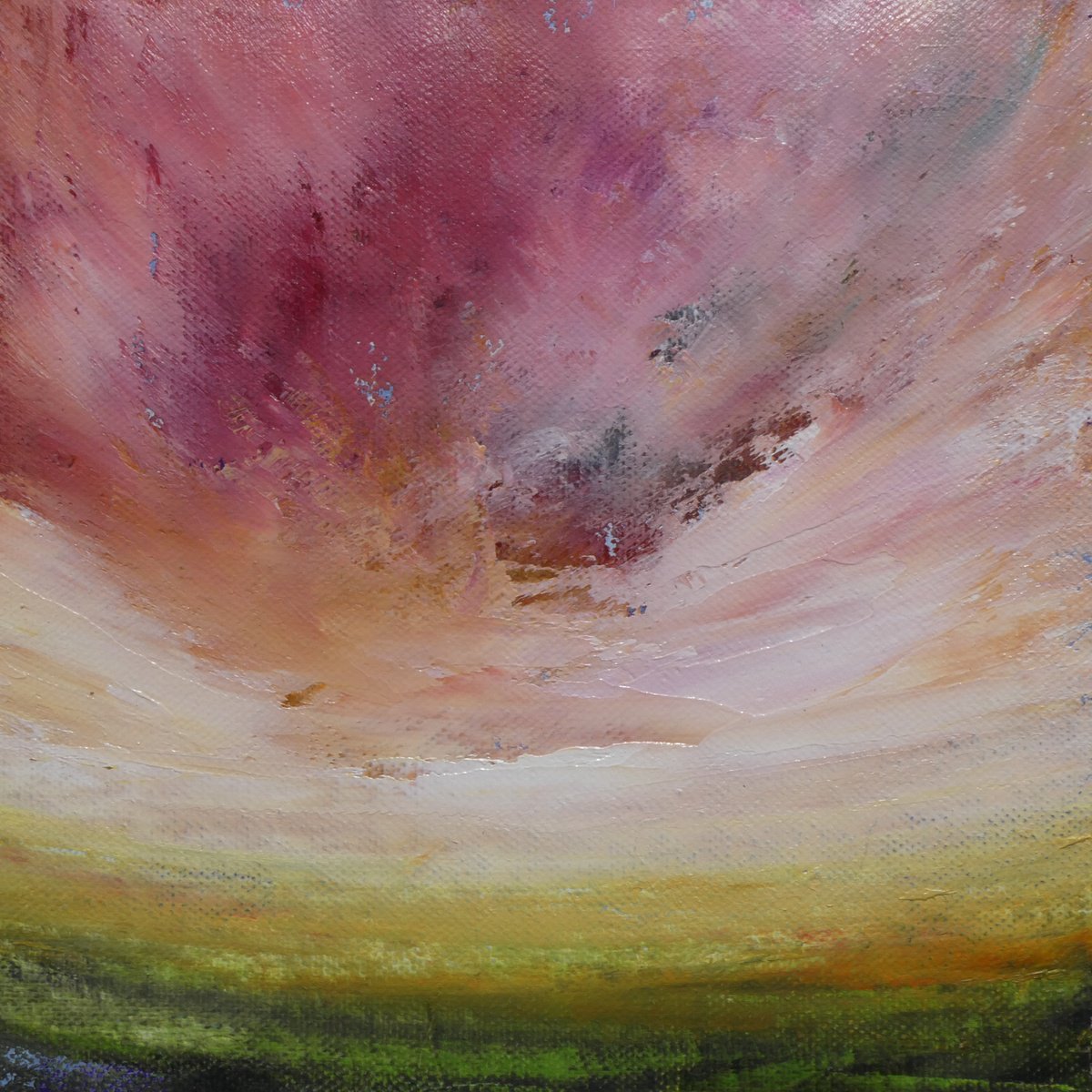 Impressionistic Landscape Oil Painting By Oconnart, 10 X 10", Colourful Storm, Original Artwork